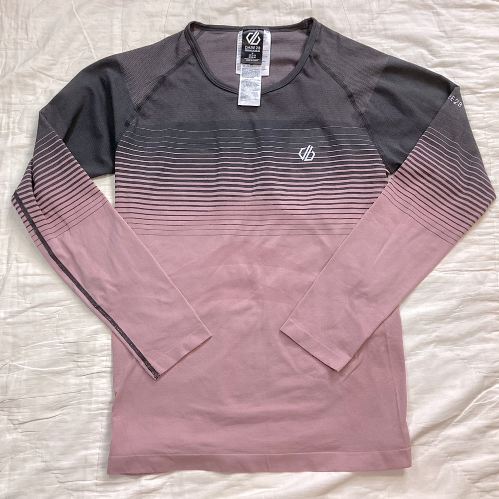 Womens Dare2B UK In the Zone Performance Baselayer Shirt Pink Gray Medium